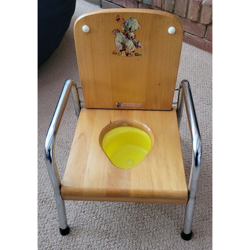 VTG Nursery Potty Chair 1950s Hedstrom Lamb Oak Wooden Removable & Deflector